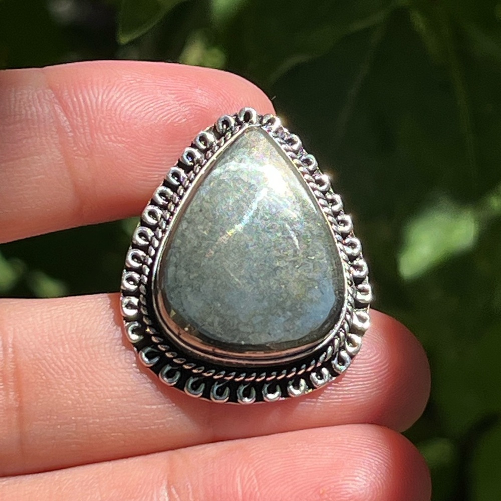 Size 7.25 925 silver‎ plated pyrite ring